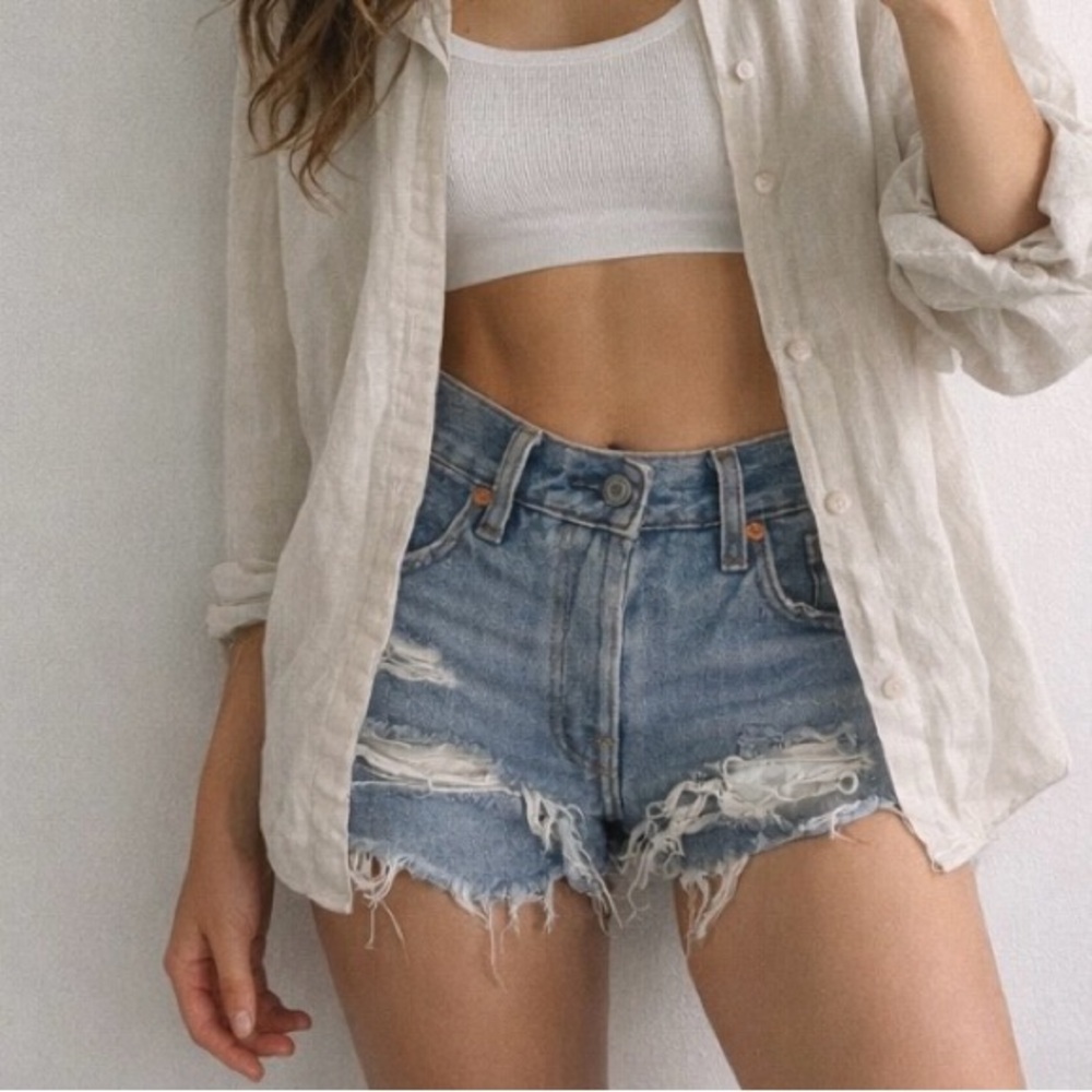 Levi’s Premium 501 Distressed Denim Shorts | High Rise Cut Off | Y2K Festival